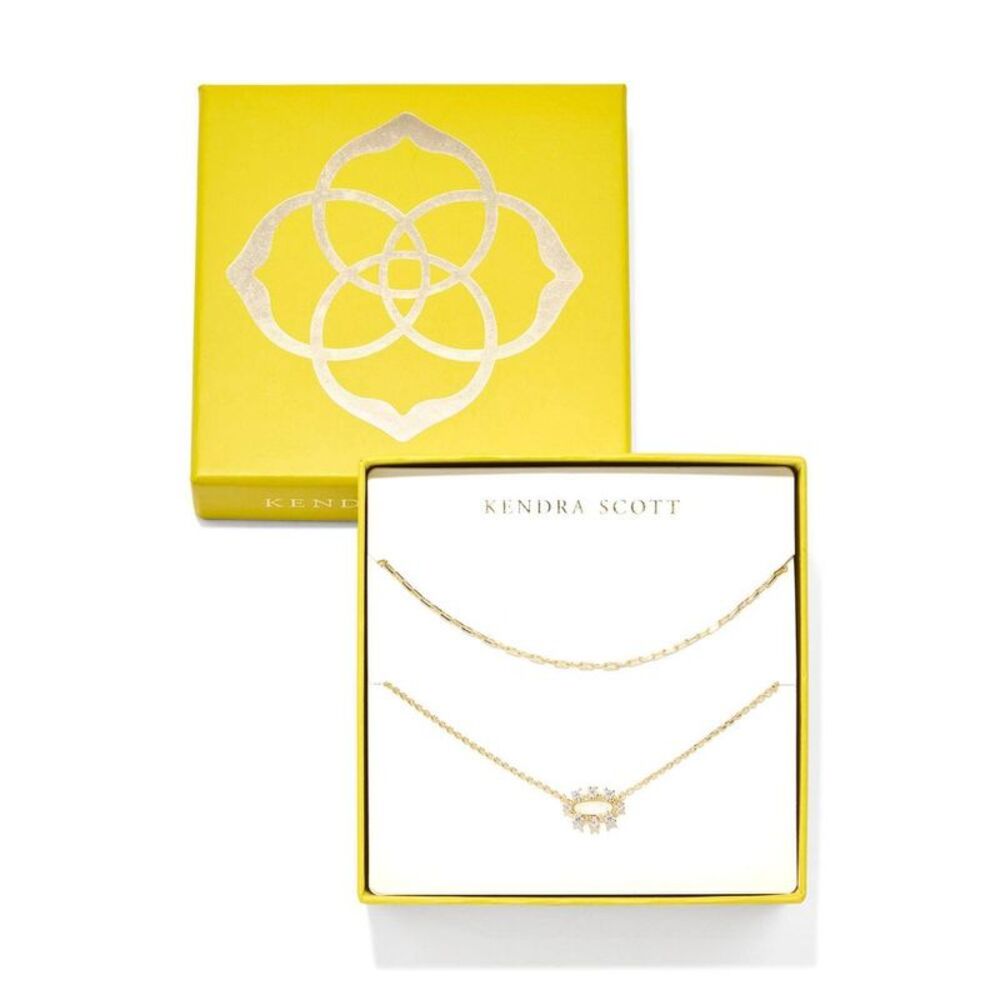 Kendra Scott -  Emma Crystal Framed Necklace Gift Set Silver
